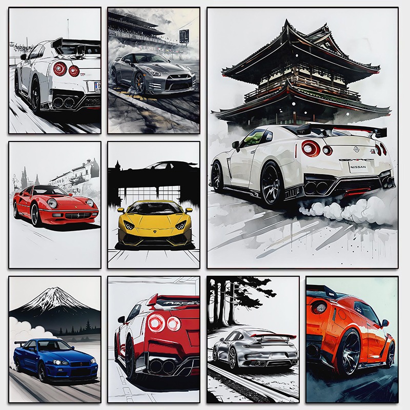 Japanese Luxury Lifestyle - 일본식 Supercar 벽 아트 포스터 현대